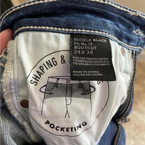 Like New! Buckle Black Fit# 75 Bootcut Denim Jeans Size 24x34 - Picture 9 of 9